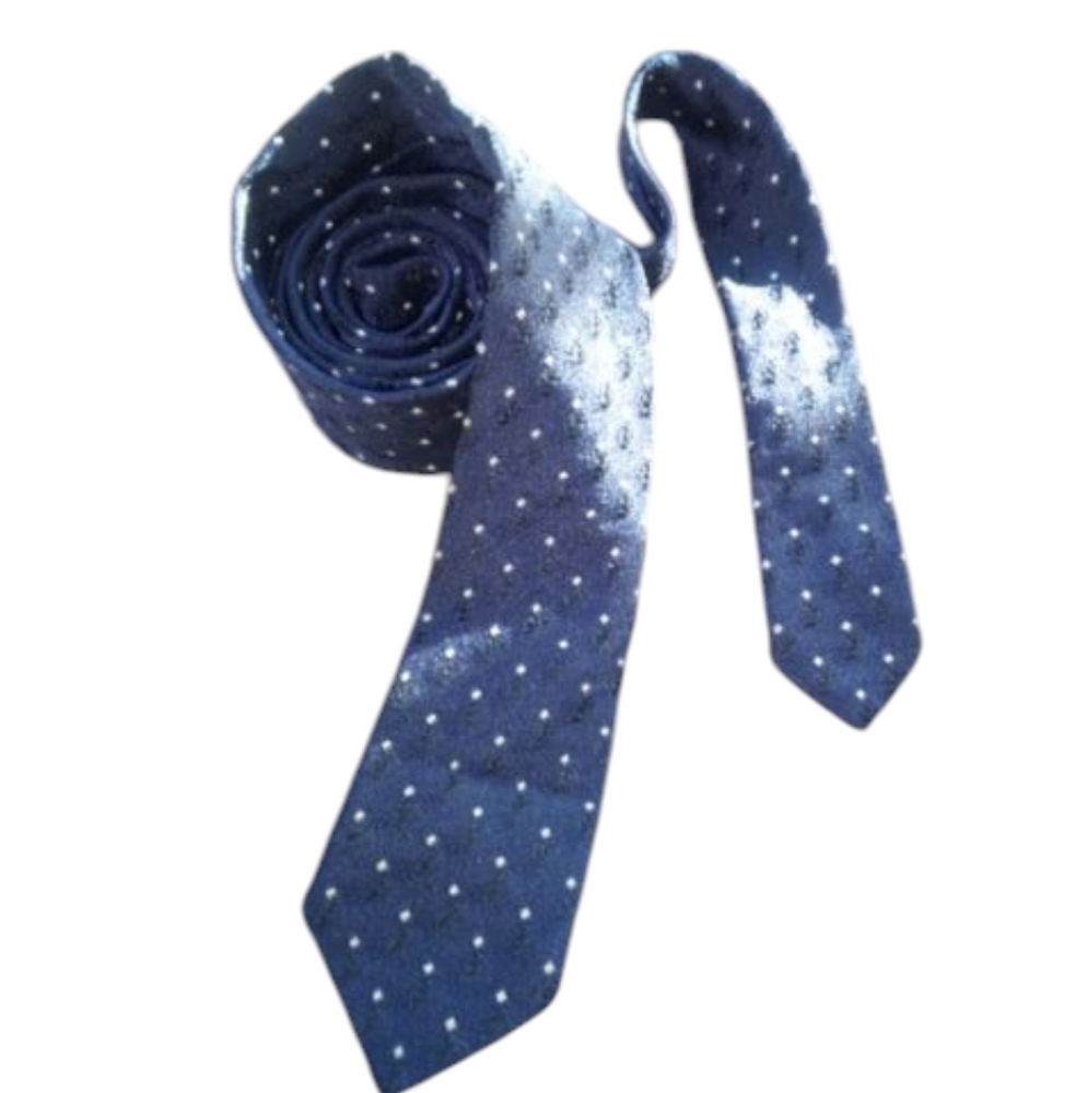 Vintage Beau Brummell  Blue Skinny Polka Dot Tie - Picture 3 of 16